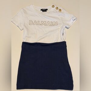 Balmain White Crystal Logo dress size:4T